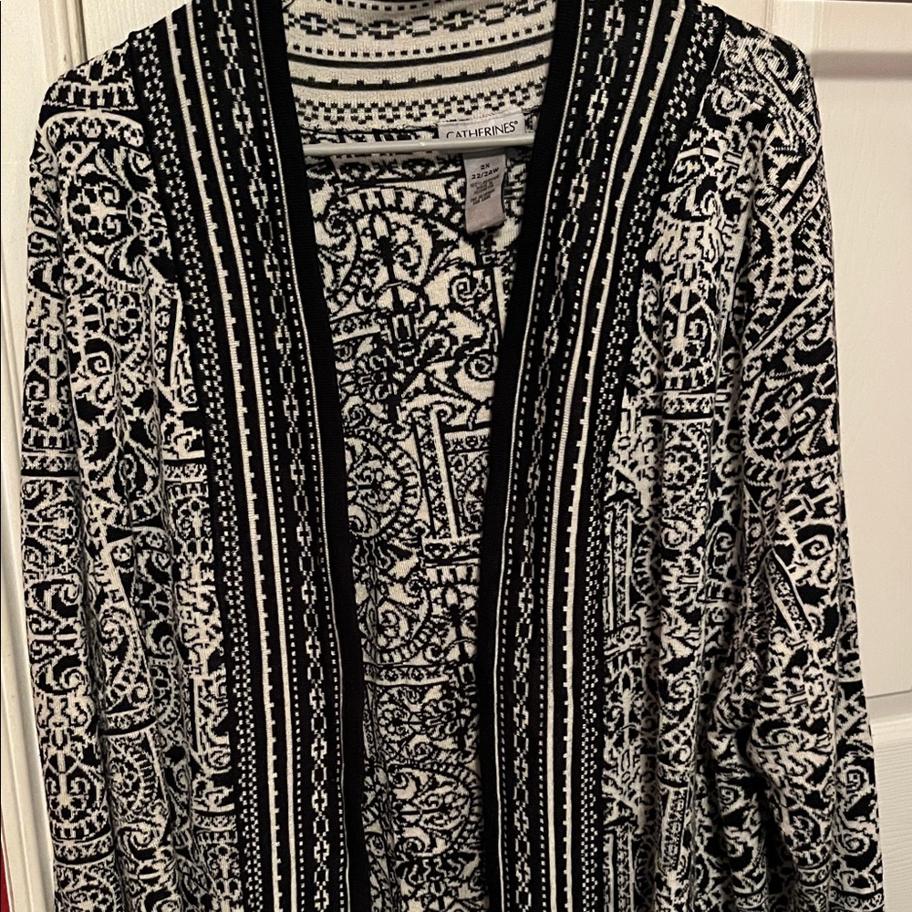 Catherines Black and White Ornate Blazer